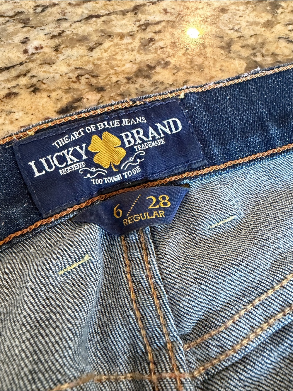 Lucky Brand Men's Denim Jeans in Medium Blue with Yellow Trim